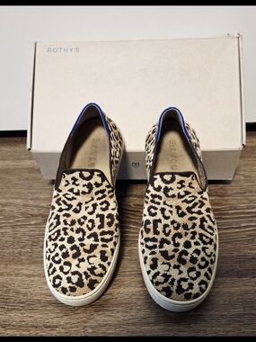Rothy's Desert Cat Leopard Slip-On Sneakers - Beige & Brown